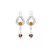 Multicut Gemstone Garnet Dangling Heart earrings Sterling Silver