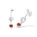 Heart Garnet Round White Cz Dangling Earrings in Sterling Silver