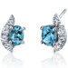 Sparkling Wave 1.50 Carats London Blue Topaz Oval Cut Cubic Zirconia Earrings in Sterling Silver
