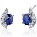 Sparkling Wave 2.00 Carats Blue Sapphire Oval Cut Cubic Zirconia Earrings in Sterling Silver