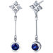 Seductive Allure 2.50 Carats Blue Sapphire Round Cut Dangle Cubic Zirconia Earrings in Sterling Silver