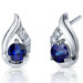 Radiant Teardrop 1.50 Carats Blue Sapphire Round Cut Cubic Zirconia Earrings in Sterling Silver