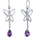 Butterfly Design 2.00 Carats Alexandrite Pear Shape Dangle Cubic Zirconia Earrings in Sterling Silver