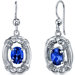Antique Style 2.00 Carats Blue Sapphire Oval Cut Dangle Cubic Zirconia Earrings in Sterling Silver