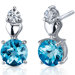 Gleaming Heart 2.00 Carats Swiss Blue Topaz Round Cut Cubic Zirconia Earrings in Sterling Silver
