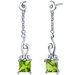 Lucid Spiral Design 2.00 Carats Peridot Princess Cut Dangle Earrings in Sterling Silver