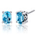 Basket Style 1.50 Carats Swiss Blue Topaz Oval Cut Stud Earrings in Sterling Silver