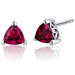 2.00 Carats Ruby Trillion Cut V Prong Stud Earrings in Sterling Silver