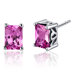 Radiant Cut 2.50 Carats Pink Sapphire Stud Earrings in Sterling Silver