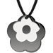 Floral Power Surgical Stainless Steel with Black Enamel and Chrome Finish Flower Pendant on a Black Cord