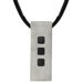 Strong and Sporty Designer Inspired Rectangular Titanium Tag Pendant with Black Rubber Squares on a Black Cord for Men
