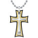 Medieval Power Surgical Stainless Steel Gold-finish Cross Pendant on a Stainless Steel Ball Chain for Men