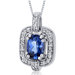 Dazzling Opulence 1.00 Carats Oval Cut Blue Sapphire Pendant in Sterling Silver