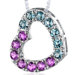 1.75 Carats Total Weight Round Shape Amethyst and London Blue Topaz Open Heart Pendant Necklace in Sterling Silver