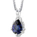 Imperial Beauty Pear Shape Checkerboard Cut Blue Sapphire Pendant in Sterling Silver