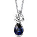 Royal Grace Pear Shape Checkerboard Cut Blue Sapphire Pendant in Sterling Silver