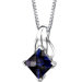 Sensational Glamour Princess Checkerboard Cut Blue Sapphire Pendant in Sterling Silver