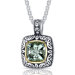 Cushion Cut 3.75 Carats Green Amethyst Antique Style Pendant in Sterling Silver