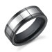 Flat Edge 8 mm Comfort Fit Mens Black Ceramic and Tungsten Combination Wedding Band Ring