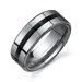 High Polish Black Carbon Fiber 8 mm Comfort Fit Mens Tungsten Wedding Band Ring
