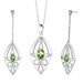 0.75" 3.50 carats Oval Shape Peridot Pendant Earrings Set in Sterling Silver