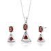 Sterling Silver 1.13" Multishape Garnet Pendant Earrings and 18" Necklace Set
