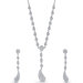 Paisley Perfection Sterling Silver Paisley Teardrop Y-Necklace Earrings Set with Cubic Zirconia