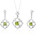 Floral Design 3.50 Carats Round Cut Sterling Silver Peridot Pendant Earrings Set