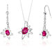 Starburst 2.25 Carats Oval Shape Sterling Silver Ruby Pendant Earrings Set