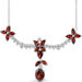 Glamorous Allure 7.75 carats Multishape Garnet and White CZ Gemstone Necklace in Sterling Silver