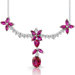 Glamorous Allure Multishape Ruby and White CZ Gemstone Necklace in Sterling Silver
