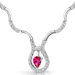 Stunningly Beautiful Pear Shape Ruby and White CZ Gemstone Necklace in Sterling Silver