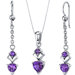 Gemstone Heart Shape Pendant Earrings Set