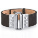 Industrial Link Design Brown Genuine Leather and Stainless Steel Bracelet