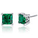 2.00 Carats Princess Cut Emerald Scroll Design Stud Earrings