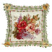 Wild Rose 100% Wool Needlepoint Pillow with Fabric Trimmed