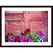 Old Door and Flowers Wood Framed Art Print