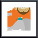 Safari Group: Monkey and Elephant Metal Framed Art Print