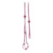 Pink Gingham 5' Dog Leash with Petal Flower Rosettes and Pearls
