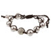 Pave Clear Crystal and Pink Faux Pearl Beaded Macrame Adjustable Bracelet