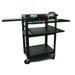 Height Adjustable AV Media Cart - Three Stationary Shelves / Two Pull-Out Shelves / Laptop Shelf