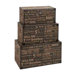 Classic Old Time Wood Leather Trunk (Set of 3)