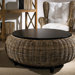 Paradise Cocktail Ottoman with Wood Top