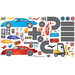 Peel and Play Race Car Wall Play Set