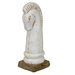 14" White Chess Horse Ceramic Head Pedestal Statue