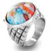 Stainless Steel Round Cut Glass Ring