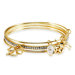 3 Piece Goldtone Beaded Charm Bangle Bracelet Set