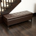 Mission Bonded Leather Tufted Storage Ottoman Bench in Brown