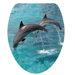 3D Ocean Series Two Dolphins Jumping Elongated Toilet Seat