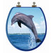 3D Ocean Series Round Dolphin Jumping to The Left Toilet Seat